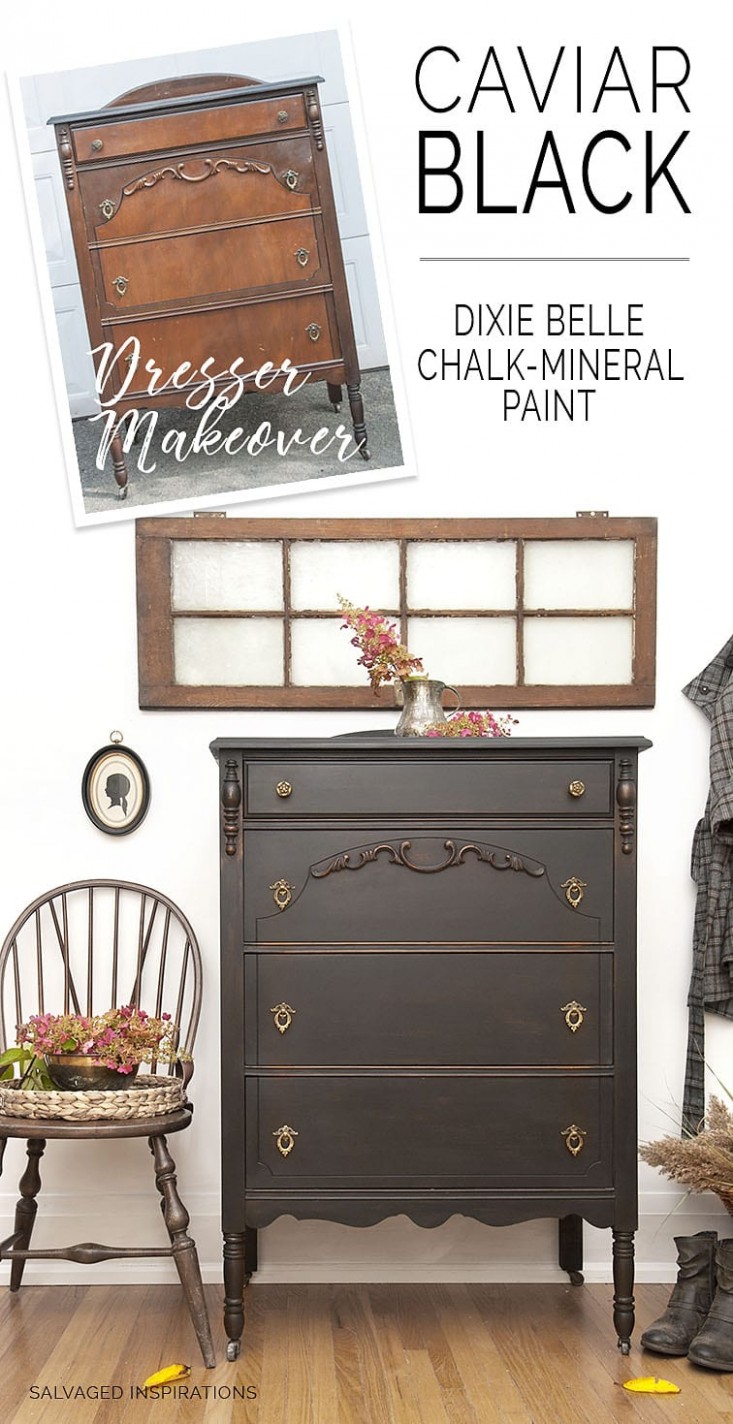 Caviar Style Vintage Dresser Makeover Salvaged Inspirations Dixie Belle Chalk Paint Near Me