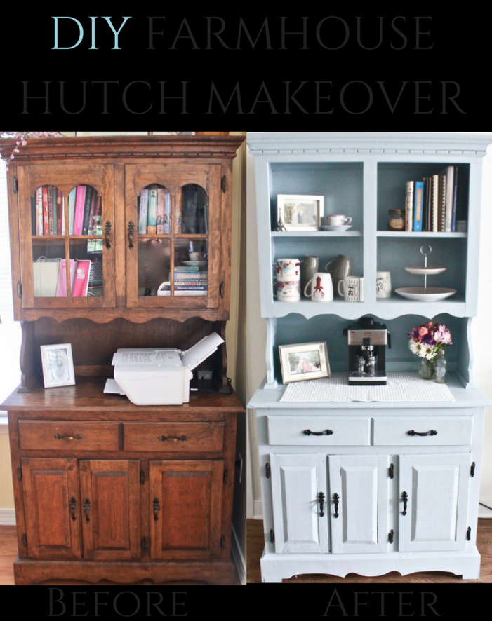 Diy Wood Hutch Makeover Before And After Using Valspar ..