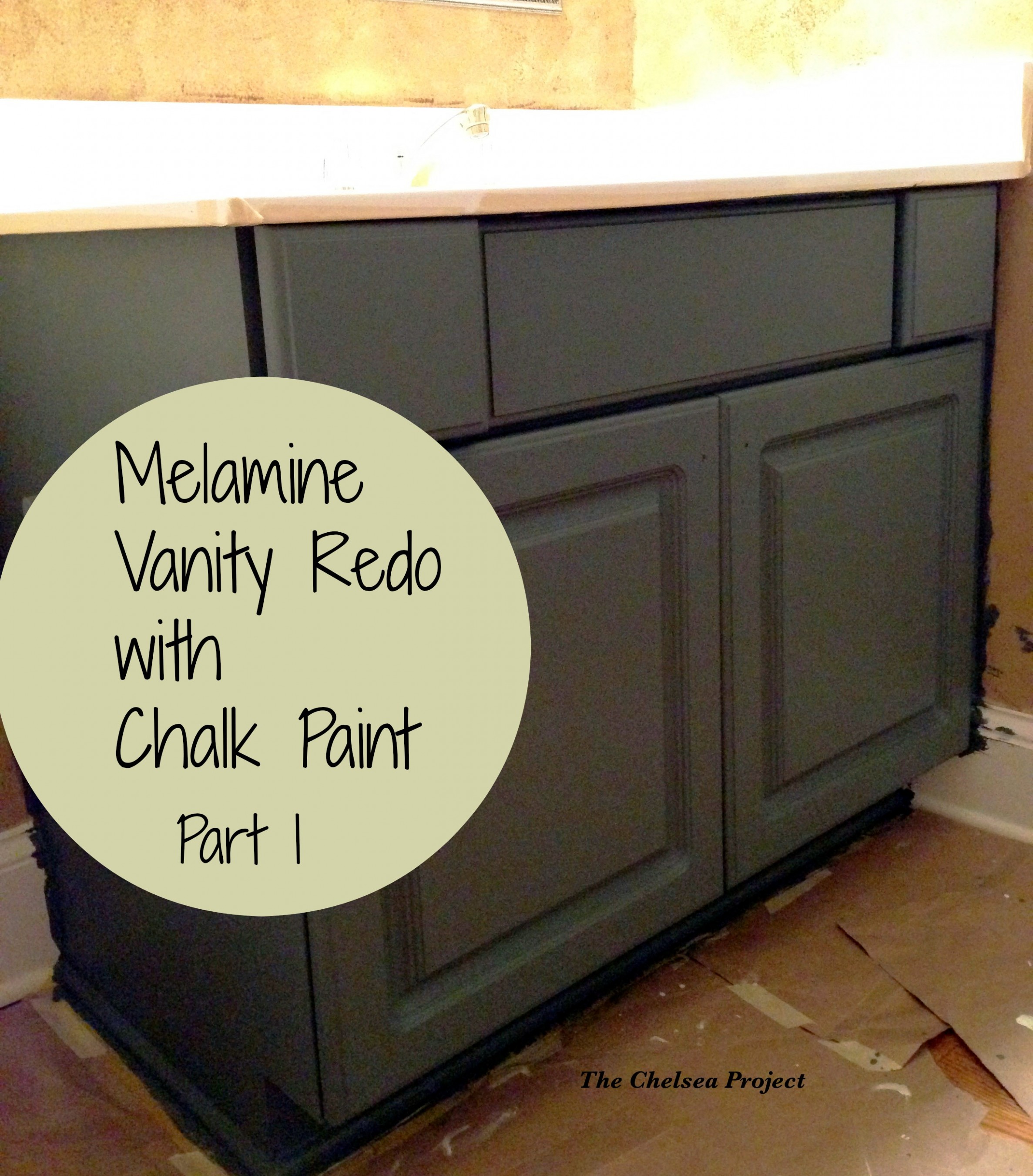 Melamine Bath Vanity Refinished Without ping, Sanding ..