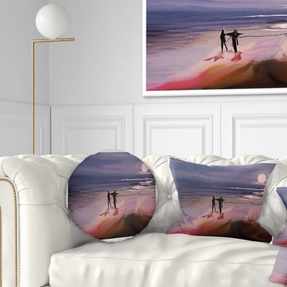 Shop Designart 'couple Walking Near Ocean At Night ..